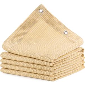 Outdoor Sun Shade Cloth, 10' x 14', Pergola, Deck, and Backyard Patio Sunshade with UV Protection, Heat Resistant HDPE Material, Reinforced Grommets (10x14 FT, Wheat) (1-wheat)