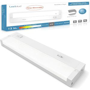 LED Under Cabinet Lighting Hardwired or Plug in, 12 Inch 6W, Dimmable 5 Color 2700K/3000K/3500K/4000K/5000K, Linkable Eyes Care Design Counter Lights for Kitchen, Sink, ETL Listed, White