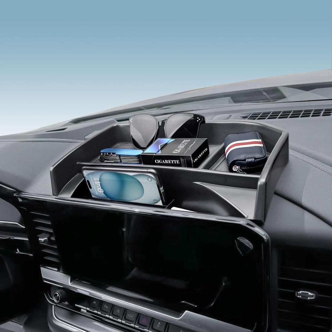 EDBETOS Dashboard Organizer Tray Compatible with 2022-2025 Chevy Silverado/GMC Sierra 1500, (2024-2025) 2500HD/3500HD Accessories Behind Screen Dash Storage Console Insert for 13.4-inch Screen Only