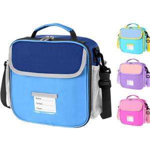 Lunch Bag for Kids Insulated Lunch Boxe for Boys Girls Small Reusable Cooler Tote Lunchbag Back to School Cute Lunchbox for Teens (dark blue)