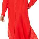 The Drop Women's Fiona Relaxed Linen Midi Shirt Dress (4X, Flame Red)