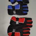 SATINIOR 2 Pairs Kids Waterproof Winter Snow Gloves Ski Gloves for Boy Girl Outdoor Warm Thickening Snowboar (3-6 Years, Black with Line)