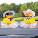 Rubber Duck Car Ornaments Cowboy Duck Car Dashboard Decoration Accessories with Mini Cowboy Hat Scarf Swim Ring and Sunglasses for Decor Home(AG23)