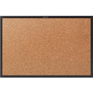 Quartet Cork Bulletin Board 48"W x 36"H Pin Board, Black Aluminum Frame (2304B)