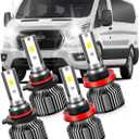 Automotive LED Headlight Bulbs for Ford Transit 150 250 350 (2014-2023), 9005 High Beam & H11 Low Beam, 6000K White with Cooling Fan, 4-Pack