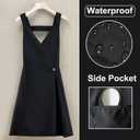 Vintage Apron Dress for Women with Pockets Fashion Cute Art Chef Aprons for Kitchen Cooking Baking Gardening (Black,black)