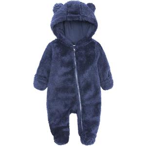 Newborn Baby Snowsuit Fleece Lined Onesie Outfits Warm Hooded Romper for Infant, 0-3Months