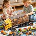 Carrier Truck Toddlers Toys for 3 4 5 6 7 Years Old Boys, Toy Truck Transport Car & Die-Cast Car and Play Mat, Construction Toys Birthday Gifts for Kids 3 4 5 6 7 8+ Years Old Boys Girls, Medium