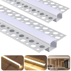 10 Pack Plaster-in LED Channel 6.6FT/2M Recessed Drywall Aluminum Strip Lighting Track with White Diffuser for Light Tape Mounting Profile