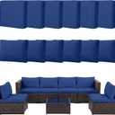 12pcs Outdoor Patio Cushion Covers Replacement, 25.6" Zippered Outdoor Cushion Covers Waterproof, UV Resistant & Washable Patio Furniture Cushion Covers Waterproof for Patio Sectional, Navy Blue