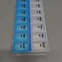 Amazon Basic Care (7-Day) AM/PM Pill Organizer, Vitamin Case, And Medicine Box, Large Compartments, 2 Times a Day, Blue and Clear Lids