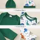 Newborn Baby Boy Clothes Infant Boys Outfits Romper 2-Pack Cute Baby Boy Pants Set Hat 0 3 6 9 12 18 Months (Green)