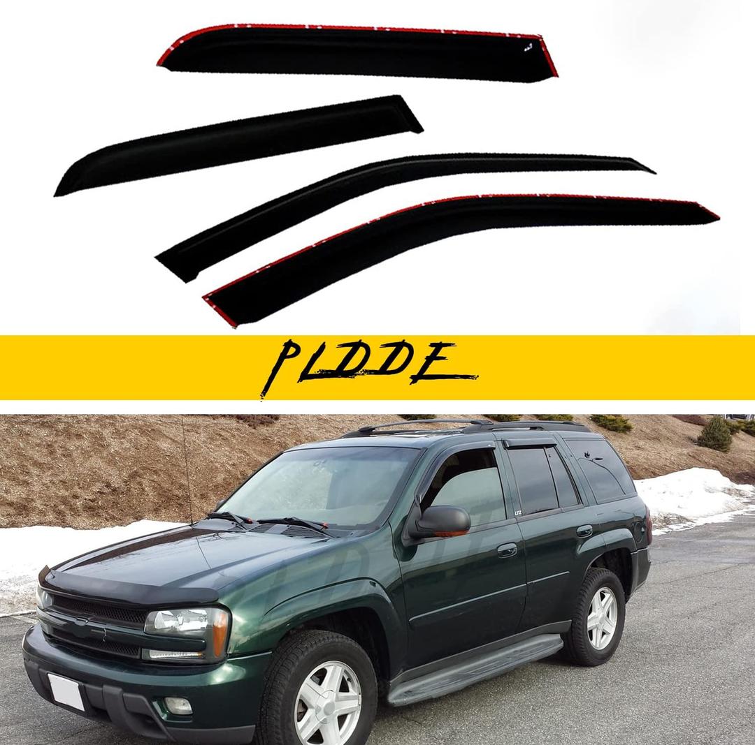 Rain Guards Compatible with 2002-2009 Trailblazer/GMC Envoy 5 Passenger Models Side Window Visor Wind Deflector Vent Visors Car Accessories Tape-On 4pcs