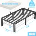 FUIOBYVV 18 Inch Twin Bed Frame with Rounded Corner and Headboard Hole Mattress Retainers 3500 LBS Metal Heavy Duty Steel Slats Support No Box Spring Needed Platform Noise Free Easy Assembly