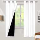 BGment Thermal Insulated 100% Blackout Curtains for Bedroom with Black Liner, Double Layer Full Room Darkening Noise Reducing Grommet Curtain (42 x 72 Inch, Pure White, 2 Panels)