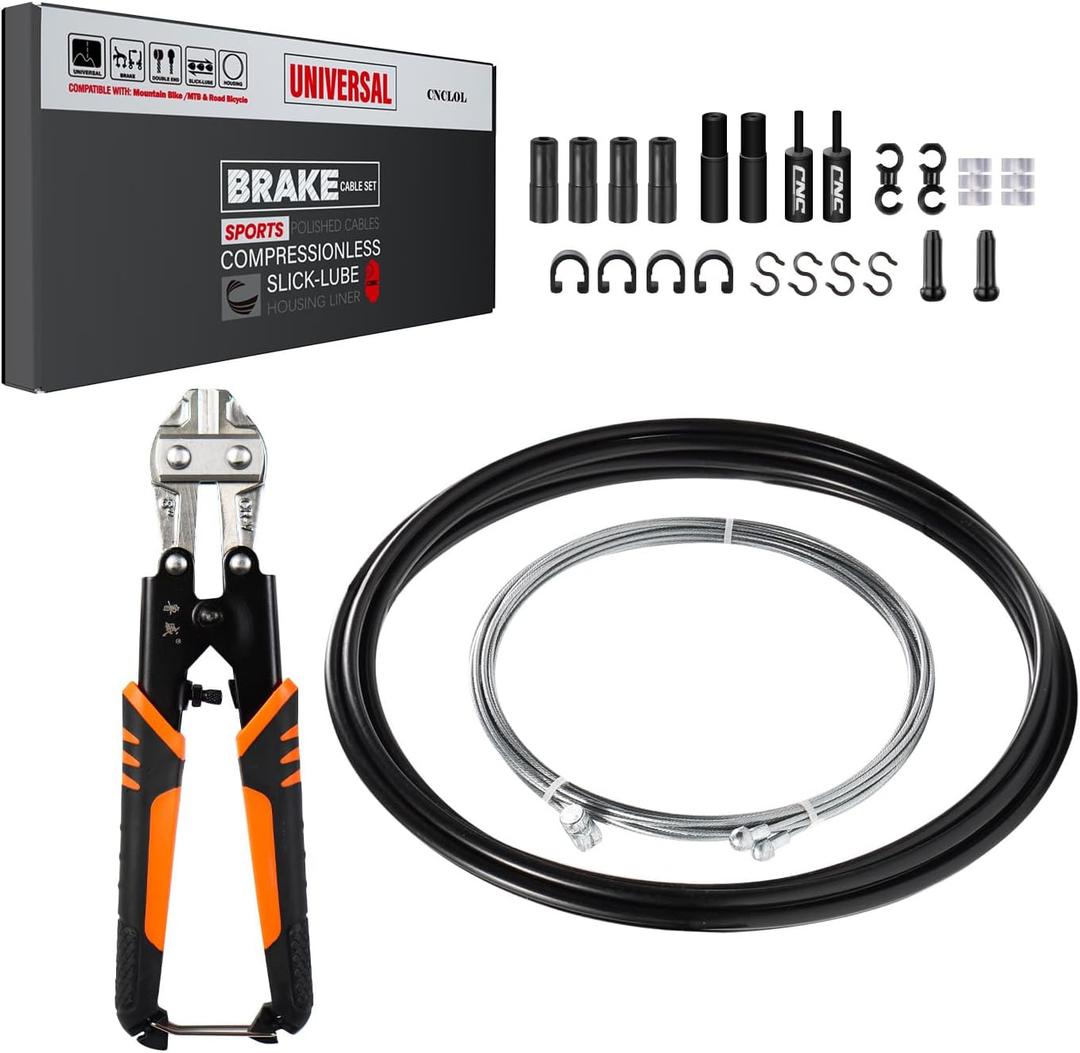 CNC Universal Bike Brake Cable Kit,Bicycle Brake Cable Set with Stainless Steel Wire Cutter-Front and Rear Brake Cable 2.5m with Oil Housing 3m for Mountain Bike/MTB/BMX/Road Bike.