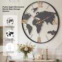 Pytha Sight 30 Inch Large Modern Decorative Metal World Map Wall Clocks Giant Extra Vintage Gold Arabic Numeral Oversized Wall Clock for Living Room,Office,Dining Room,Entryway,Fireplace