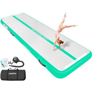 VOFiTNY Inflatable Gymnastics Air Mat Tumble Track with Pump for Training | 6.6ft/10ft/13ft/16ft/20ft Air Tumbling Mat 4/8 Inches Thick Inflatable Gymnastics Track for Home Use/Cheerleading/Yoga/Gym