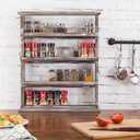 MyGift Wooden Spice Rack Wall Mount, Hanging 4 Tier Seasoning Jar Shelf Organizer, Condiment Storage for Kitchen, Pantry, Large Spice Organization, Vintage Rustic Torched