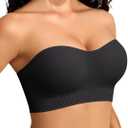 Vertvie Strapless Bras for Women Non-Slip Push Up Wireless Bandeau Bra Seamless Comfort Padded Tube Top Supportive Bralette (Black, M)