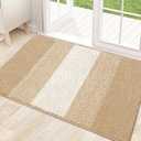 Kitinjoy Indoor Outdoor Door Mat, 32x20 Non-Slip Absorbent Dirt Trapper, Low-Profile Washable Inside Entrance Front Floor Mat, Sturdy Soft Entry Doormats for Entryway, Beige
