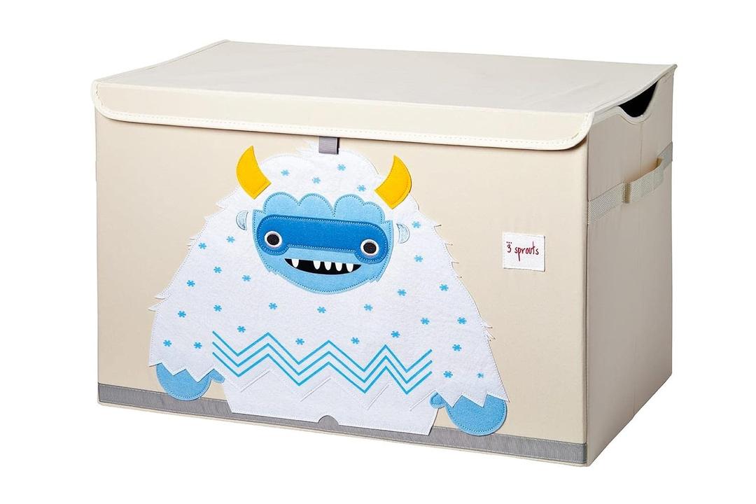 3 Sprouts Large Toy Chest for Kids with Lid and Handles - Collapsible Toy Storage Bin/Trunk/Box/Basket Organizer for Boys & Girls Playroom, Nursery, Yeti
