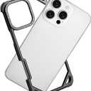 OGRANEE Aluminum Frame Metal Case for iPhone 16 Pro 6.3 inch with 4 Corners Silicone Pads Bumper Raised Edge Protection, Minimalist Slim Shockproof Hard Cover Cool Stylish for iPhone 16pro, Black