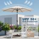 11FT Patio Umbrella, Outdoor Umbrella with with 8 Sturdy Fiberglass Ribs,Market Table Umbrella with Push Button Tilt and Crank,Suit for Backyard,Garden,Pool,Deck(Creamy-white)