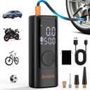 Tire Inflator Portable Air Compressor,150 PSI Mini Rechargeable Cordless Electric Air Pump with Auto-off for Car Tires,Motorcycle, Bicycle, Balls with Digital Pressure Gauge,LED Light