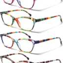 HEEYYOK 2.0X Reading Glasses Women Small Face 4-Pack Colorful Reader For Womens Cheaters Reading Ladies Lightweigth Flexible Spring Hinge