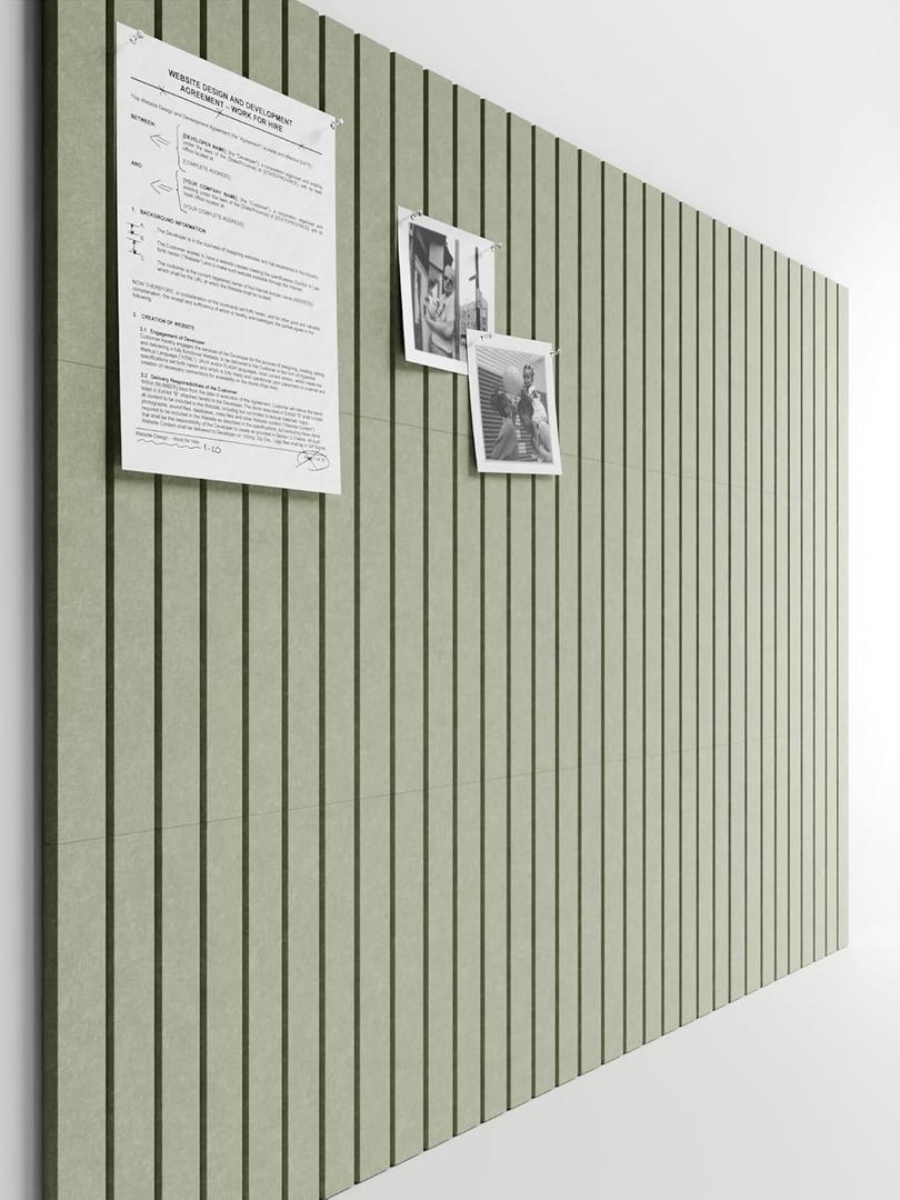 Bumusty Large Cork Board Alternative-47 x35 Felt Bulletin Board Tiles, with 30 Pushpins, 70 Adhesive Tabs, 12-Pack Slat Wall Paneling, Cork Boards for Office Push Pin Board Felt Board-Sage