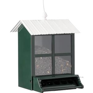 More Birds Squirrel-X Feeder with Perch for Sunflower/Mixed Seed 4 Feeding Ports, 6 lb Capacity, Green