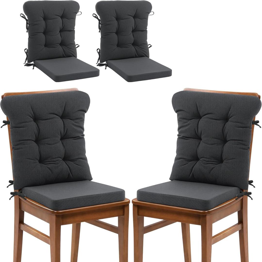 ROYALAY 2 Sets Cushions for Kitchen Chairs, Dining Chair Back Cushion with Straps, Dining Room Seat Pad & Back Pad with Removable Cover
