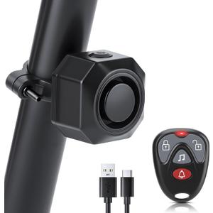 Max 110dB Bike Alarm,Bike Alarms For Ebikes Rechargeable Motorcycle Alarm With Remote,7 Levels Sensitivity Bicycle Alarm, Anti Theft Bicycle Alarm& Ebike Alarm For Car Motorcycle Scooter Ebike