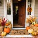 Duraaamo 2 Pcs Thanksgiving Nature Coir Doormat Outdoor Happy Thanksgiving Welcome Outdoor Rug Autumn Non Slip Floor Door Mat Fall Indoor Entrance Mat Autumn Porch Front Decor, 24 x 16 Inch, 15.75 x 23.62 inches, 27.56 x 43.31 inches