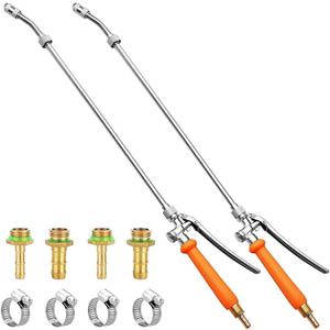 2 x 2Pcs All Metal Replacement Sprayer Wand,1/4" & 3/8" Brass Barb Sprayer Wand Replacement, Stainless Steel Sprayer Wand with Shut off Valve & 2 Hose Clamps (2Pcs 29 Inches Sprayer Wand)