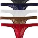 Pdbokew Men's Transparent Thong Underwear Comfty Lace Pouch Underwear 5 Pack L