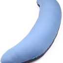 BYRIVER 43" Long C Shaped Body Pillow for Adults Men Women, Side Sleeper Pillow for Neck Shoulder Back Pain Relief, Cooling Post Sugery Pillow Pregnancy Pillow, Blue Black Washable Pillowcase (XL)