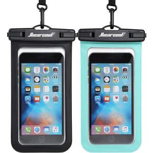 Hiearcool Waterproof Phone Pouch, IPX8 Waterproof Phone Case for iPhone 17/16/15/14 Pro Max, Cell Phone Dry Bag for Beach & Cruise Essentials, Touch Screen, Lanyard Included, 2 Pack (Fits Up to 8.9) (Black & Green)