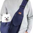 CUBY Dog and Cat Sling Carrier - Hands Free Reversible Pet Papoose Bag - Soft Pouch and Tote Design - Adjustable - Suitable for Puppy, Small Dogs, and Cats for Outdoor Travel (Blue Classic)