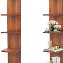 7 Tier Wall Shelf Unit,Vertical Column Floating Storage Home Decor Organizer,Walnut Lack Wall Shelf for Bedroom,Living Room,Office Decor(2 Pack)