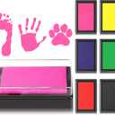 Outus 6 Pieces Reusable Ink Pad for Baby Footprint Handprint Paw Print, Non-Toxic Ink Pad, Feet and Hands Stamp for Boys and Girls Christmas New Year, 6 Colors(Fresh Color)