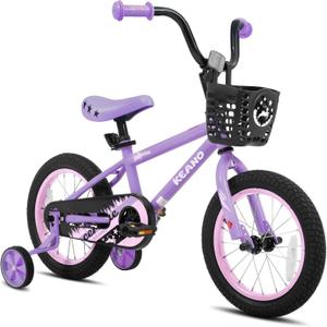 KEANO Cervine 14 Inch Kids Bike for Girls Ages 3-5 Years, 14Inch Toddler Bikes with Training Wheels and Basket, Children Bicycles Purple