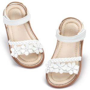 GINFIVE Toddler Girls Sandals Little Girls Kids Summer Shoes Toddler Sandals (Gn04-white)