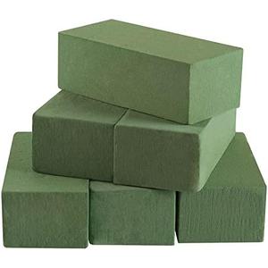 Floral Foam Blocks for Fresh and Artificial Flowers, 5 Pcs Each 8" L x 4" W x 3" H Wet and Dry Green Florist Foam for Weddings, Birthday Parties and Holiday Decorations