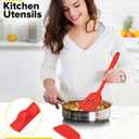 Pack of 2 Silicone Spatula Turners, Non Stick Slotted Kitchen Spatula Set, Heat Resistant BPA Free Kitchen Utensils, One-Piece Design, Suitable for Flipping Fish, Eggs, Steak, Pancakes (RED)