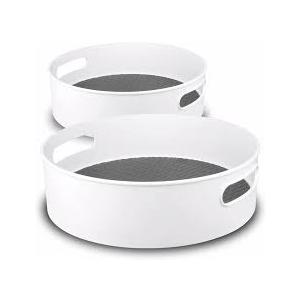 Semlos 360° Rotating Lazy Susan Organizers, 2 Packs 9" and 12" Turntable Spice Rack Organisers for Kitchen Organization and Storage, NonSlip Under Sink Organizer for Bathroom Pantry Cupboard