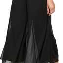 Alex Evenings Womens Wide Leg Chiffon Dress Pant for Mother of The Bride, Elegant Party Outfit (Petite and Regular Sizes) (Large, Black Mesh Cropped)