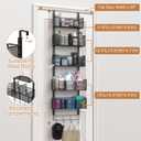 VyGrow Over The Door Organizer, Metal Door Organizer Hanging with 5 Adjustable Baskets and Coat Hook, Behind The Door Storage for Bedroom Closet Bathroom Pantry Cabinet Kitchen, Black
