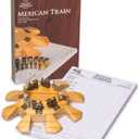 Yellow Mountain Imports Mexican Train Dominoes Accessory Set (5.8-Inch Wooden Hub Centerpiece, Die-Cast Metal Train Markers, and 60-Sheet Scorepad)